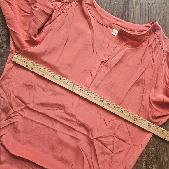 Amour Vert 100% Silk 3/4 Sleeve Blouse Top, XS, Coral - Picture 3 of 8